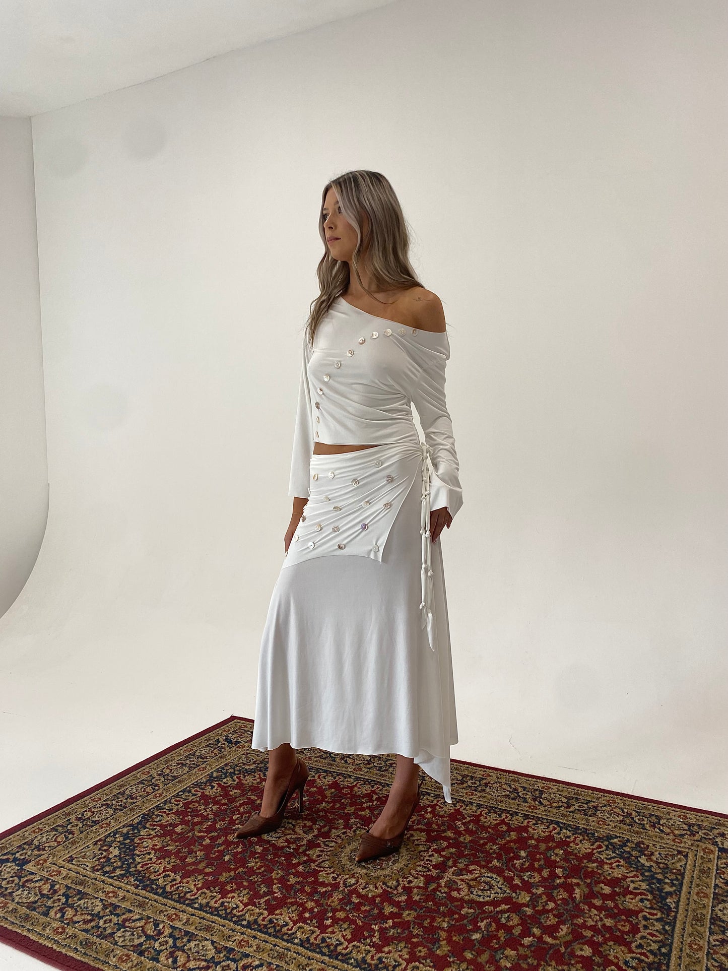 Vanilla Button Midi Skirt