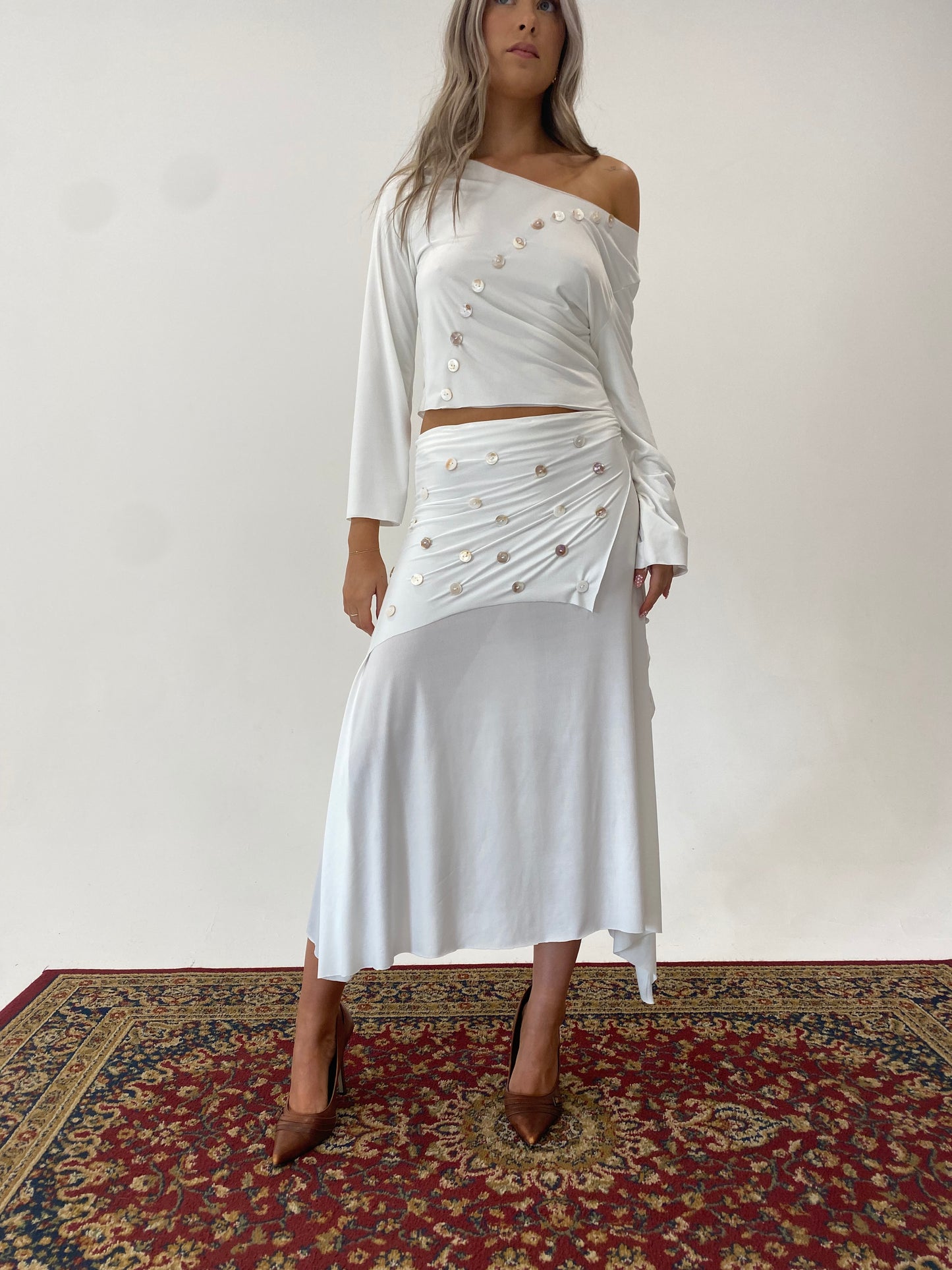 Vanilla Button Midi Skirt
