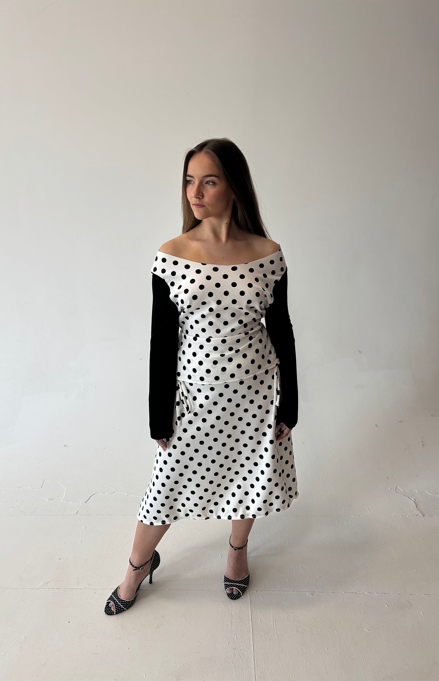 Polka Dot Midi Skirt