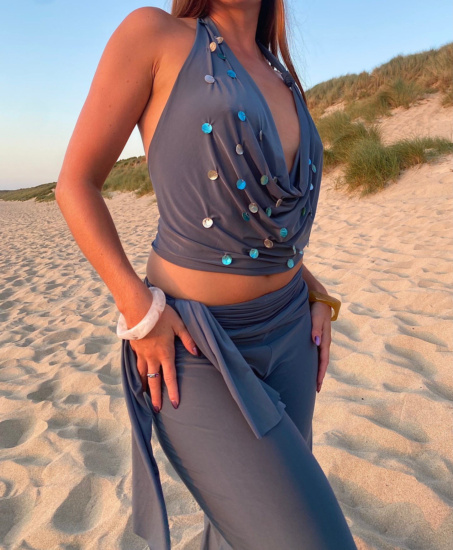 Sahara Top In Ocean Blue