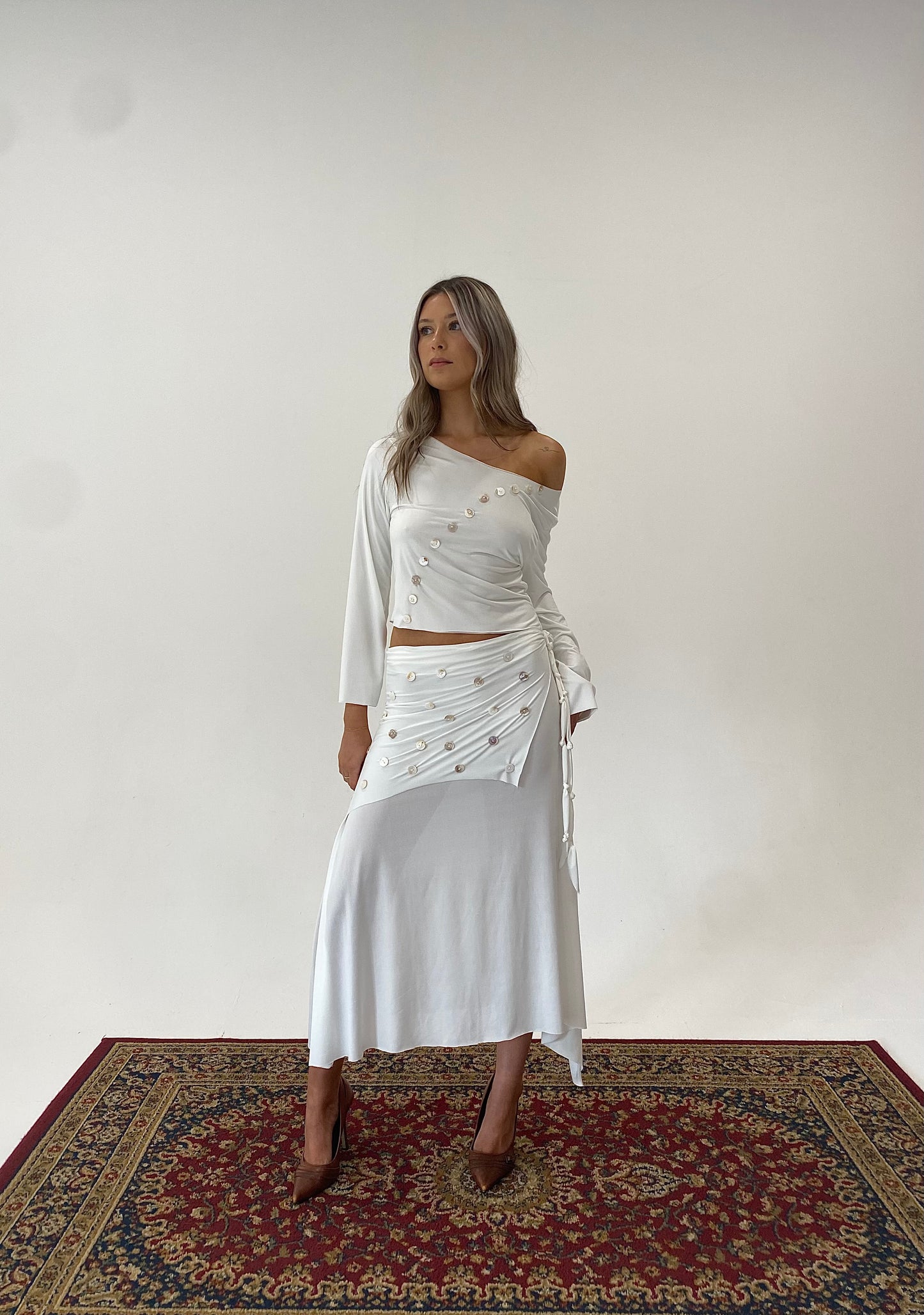 Vanilla Button Midi Skirt