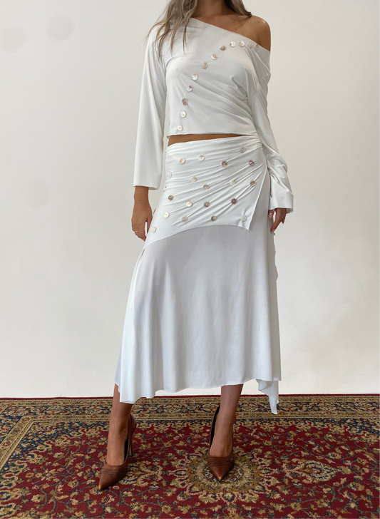 Vanilla Button Midi Skirt